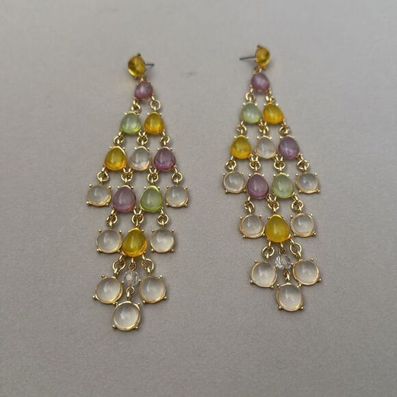 Yellow Drop Earrings A1203 - Picture 5 of 5